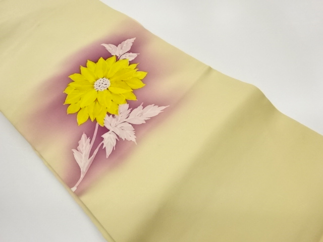 塩瀬花葉模様名古屋帯